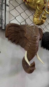 หัวช้างไม้แกะสลัก ขนาด 12 นิ้ว