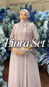 Liora Dress Set Hijab / Dress Pesta Lebaran Set Hijab Ceruty Full Furing Lengan Panjang LD 115 cm muat hingga BB 70kg