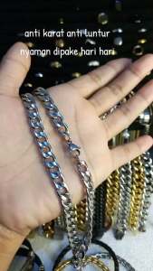 KALUNG RANTAI MACHO PRIA BAHAN TITANIUM ASLI ANTIKARAT DAN ANTI PUDAR