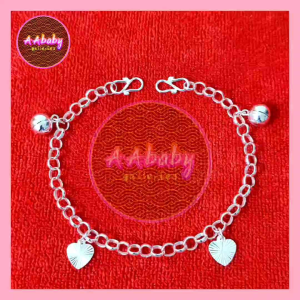 🌈AAbaby Galleries AA414 Original Baby S990 Silver Anklet Bracelet Love & Round Bell 990纯银脚链 Rantai/Gelang Kaki Bayi