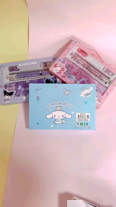 Sanrio full set stationary with pencil box kuromi melody pencil case present gift eraser sharpener ruler pencil 三丽鸥文具套装库洛米
