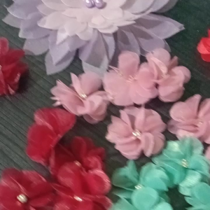 Aplikasi Bunga Organza 3 cm & 6 Pcs