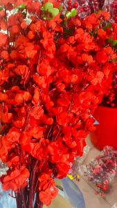 Cành hoa đào hoa mai giả hoa đào mai lụa trang trí lễ tết mang không khí xuân về