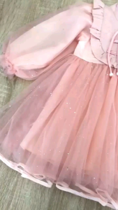 Gaun Pesta Anak Premium: Dress Anak Pink Salem Lengan Panjang Import