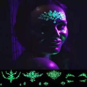 (YG 01-YG 12) Face Jewels Adhensive DIY Glow Dark Body Luminous Stickers Decor Dance Festival Party Gems Jewel Sticker