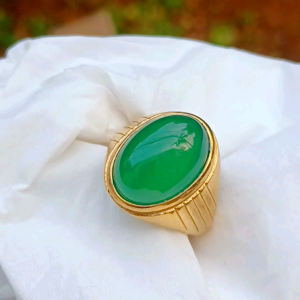 CINCIN BATU HIJAU CHALCEDONY SUPER RING TITANIUM