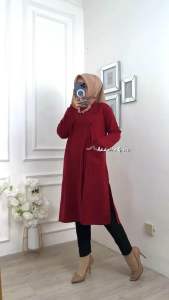 Eurigo - TISYA Tunik Oversize Wanita Kaos Atasan Muslim Wanita Kekinian / R.1 - 179-5220