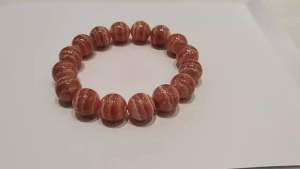 Natural Crystal Rhodochrosite 天然水晶 红纹石 14MM+