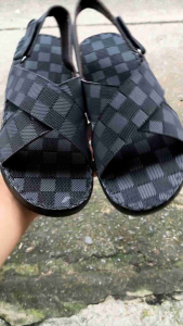 Dép xăng đan quai hậu in vân  Full ca rô E6  Sandal nam thời trang đế đúc mỏng  nhẹ khâu viền đế thủ công chắc chắn