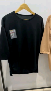Atasan Oversize Lengan 7/8 Gambar Belakang Messed Up / Kaos Oversize Wanita Model Panjang Belakang / Atasan Wanita Ukuran L XL Dan XXL