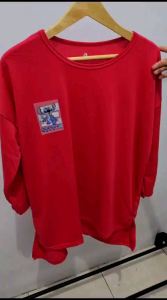 Atasan Oversize Lengan 7/8 & Gambar Belakang Stitch