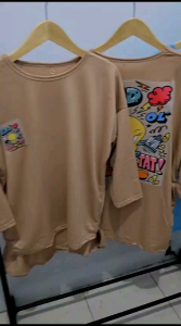 Atasan Oversize Lengan 7/8 Gambar Belakang Bad Duck / Kaos Oversize Wanita Model Panjang Belakang / Atasan Wanita Ukuran L XL Dan XXL