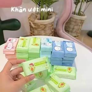 Combo 40 Gói Khăn Ướt Mini Bỏ Túi siêu Tiện Lợi Màu Ngẫu Nhiên Lốc 8 Gói (HSD- 2027)