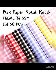 Wax Paper / Baking Paper Laminasi Motif KOTAK KOTAK  [ 50 PCS ] LEBIH TEBAL 38 GSM