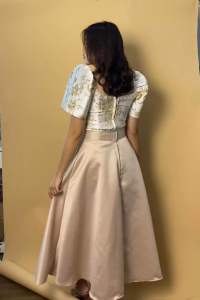 Brocade Filipiniana Top with Asymetrical Skirt Set