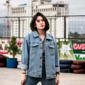 Jaket Jeans Wanita Biru Muda Bioblitz M~Xxxl: Jaket Denim Perempuan Jumbo COD