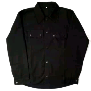 Jaket Kemeja Semi Parka Pria Hitam Pekat Size S - XXXL Jumbo dengan kancing depan kantong dada dan saku samping Cocok untuk musim gugur dan dingin.