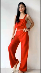 Riyanna ribbon terno / 8-12 years old / fabric bark crepe / casual terno