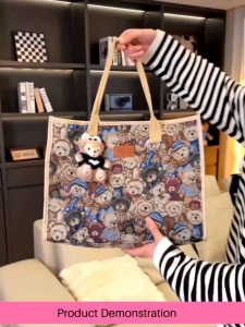 Teddy Bear Commuter Tote – Minimalist Underarm Large Shoulder Bag Work Tote