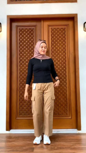 CELANA KULOT CARGO HIGHWAIST PREMIUM // CARGO PANTS PANJANG BAHAN DRILL KOREAN STYLE KARGO CEWEK