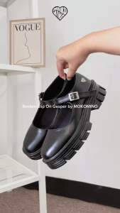 Mokomino - Sepatu Slip On Gesper Formal Wanita Warna Hitam Kekinian