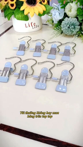 Móc kèm kẹp treo quần áo treo đồ đa năng bằng thép không rỉ tiết kiệm diện tích Kẹp