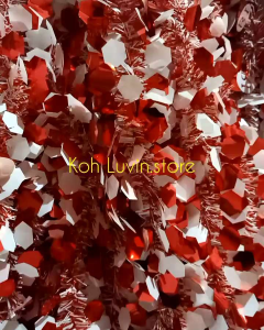 SLINGER TINSEL MERAH PUTIH  FOIL SEGI ENAM  DEKORASI 17 AGUSTUS KEMERDEKAAN INDONESIA/DIRGAHAYU RI