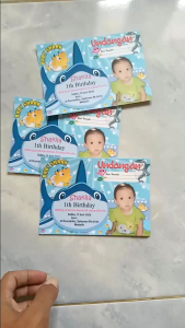 100 pcs dan 50 pcs undangan ultah anak