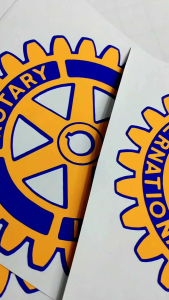 ROTARY CLUB LOGO VINYL STICKER 2 LAYERS HIGH QUALITY CUT OUT STICKER 5.5 X 5.5 INCHES FOR CAR & MOTORCYCLES
