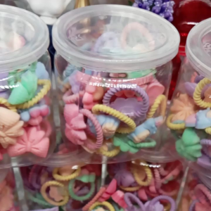 Hộp cột tóc silicone mix kiểu màu pastel siêu cute