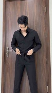 Quần âu nam sidetab cạp cao quần âu nam Hàn Quốc gấu lơ vê chất vải wool mềm mịn giữ ly tốt