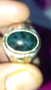 Natural Bacan Doko Totol Krstal Bodyglas Dimensi 13x9x4mm Ring Alpaka No 75/8 & Gosokan Mulus Kinclong