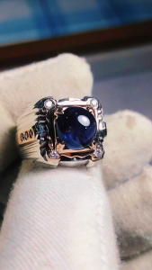 Natural Ceylon Bluish Purple sapphire 5.17 carat Certified silver handmade suasa ring