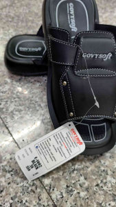 รองเท้าแตะ Pu govy soft 1002 แบบสวมหนัง pu สีดำ 38-43