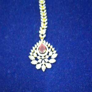 Elegant Hair Tikka Ad Stones - Traditional Forehead Jewelry