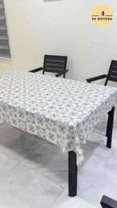 [CLASS A] PVC Lace Floral Tablecloth Alas Meja PVC Separuh Lutsinar Meja 4 6 8 Kerusi Kalis Air Tahan Minyak Mudah Dibersihkan