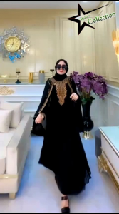 GAMIS KAFTAN MALLORY ABAYA TURKEY WARNA HITAM KOMBINASI MOTIF BORDIR SULAMAN MOTIF BORDIR BUNGA CANTIK WARNA GOLD DESAIN YANG ELEGANT DAN MENARIK DENGAN LENGAN KELELAWAR BEST SELLER TERBARU 2024 TERVIRAL TERLARIS TERJANGKAU MEWAH BERKUALITAS DAN ELEGANT