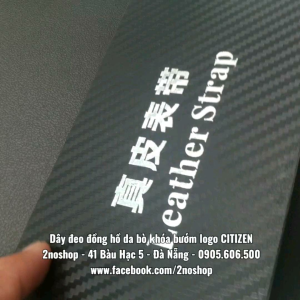 Dây đeo cho đồng hồ CITIZEN da bò dập vân cá sấu chống hút mồ hôi khoá bướm 2 nút bấm khắc logo theo yêu cầu - D1809