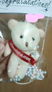 ของขวัญปัจฉิม ตุ๊กตาหมีปัจฉิม คาดสายสะพาย congratulations พร้อมสายคล้อง สุดน่ารัก