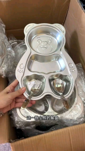 304 stainless steel dinner plate for children and baby home use special compartment dinner plate for boys and girls