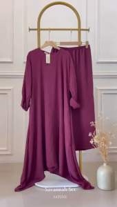 SETELAN CELANA KULOT MOTIF POLOS UKURAN ALLSIZE BUSUI FRIENDLY CRINKLE AIRFLOW SAVANNAH BY SATINE