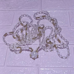 wedding cord beads flower design gold & silver