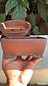 Compo 4 chậu Bát Tràng nâu đỏ trồng sen đá xương rồng bonsai