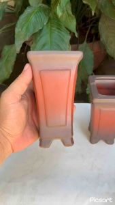 Compo 6 chậu nâu đỏ Bát Tràng trồng sen đá xương rồng bonsai