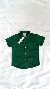 Kemeja Anak Lengan Pendek Warna Hijau Botol