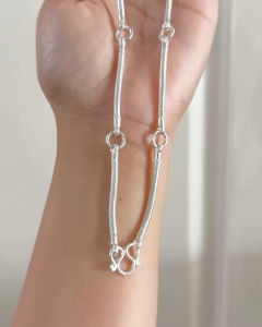 เงินแท้925/สร้อยคอเงินแท้ ลายกระดูกงู 5 ห่วง เหมาะสำหรับห้อยพระ 5 องค์ / สร้อยหนา 3 มิล | NS130005