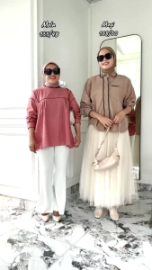 Pakaian Atasan Wanita Blouse BigSize Basic Hitam Putih Biru Pink Jumbo