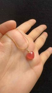 Natural Genuine | • Premium Icy Rhodochrosite Pendant • 18K • Stone measurement: 11x10mm