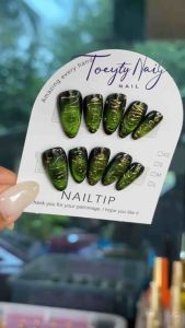 เล็บเจลแท้ ลายยันต์เขมจิรา สีเขียว💚🖤พร้อมส่ง🚚