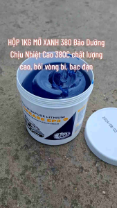 HỘP 1KG MỠ XANH 380 Bảo Dưỡng chịu nhiệt cao 380C chất lượng cao bôi vòng bi bạc đạn